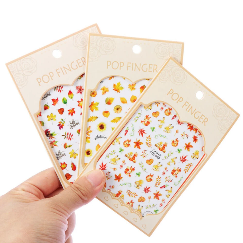 1 лист 3d наклеек на ногти кленовые листья осенняя Тема Слайдеры для декора ногтей