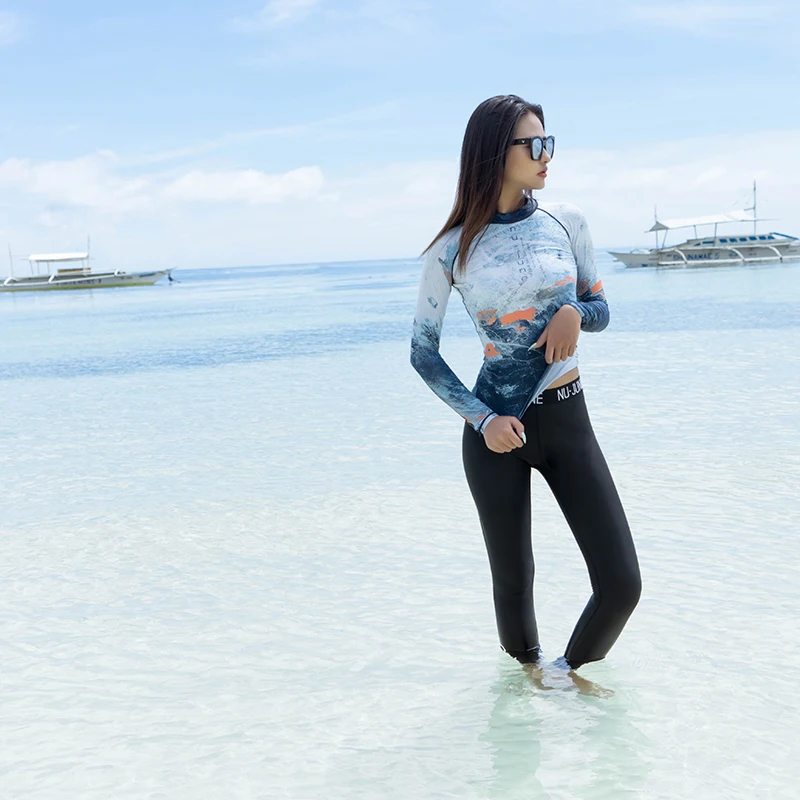 Женский купальник с длинным рукавом Nu-June Rashguard комплект из двух предметов топ для