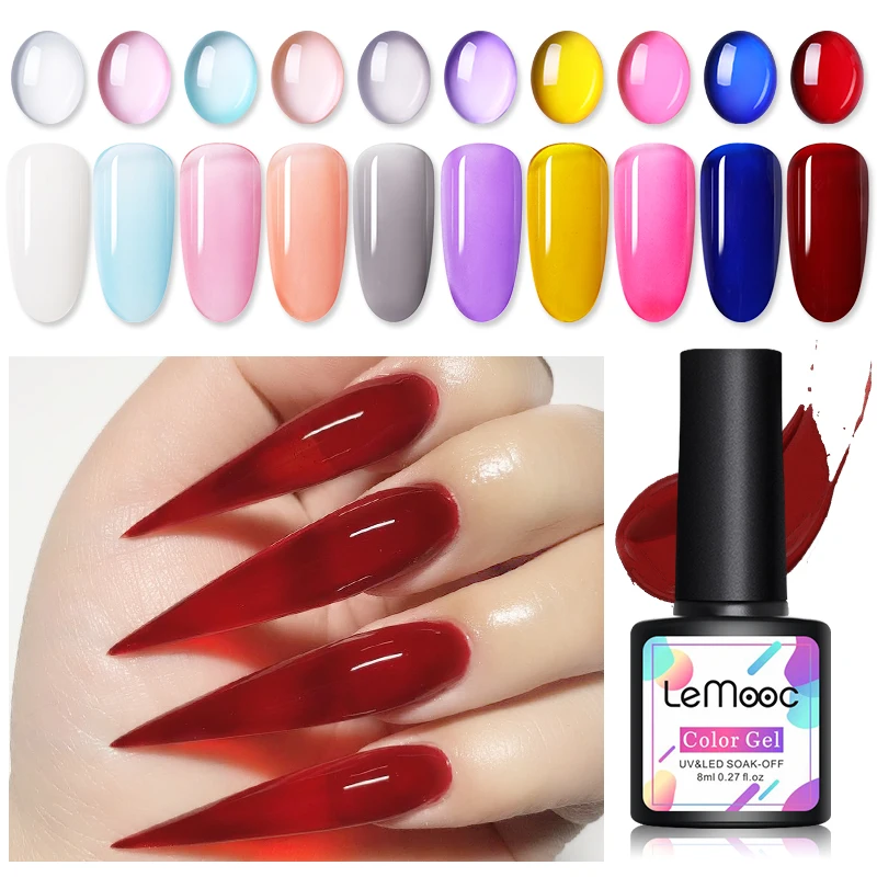 Lemooc Радужный Желейный гель цветное стекло опал конфеты Прозрачный Гель лак