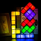 Светильник-Головоломка сделай сам, разноцветный Штабелируемый танграммный пазл, 7 шт. RGB светодиодный строительный блок, ночсветильник, 3D настольная лампа
