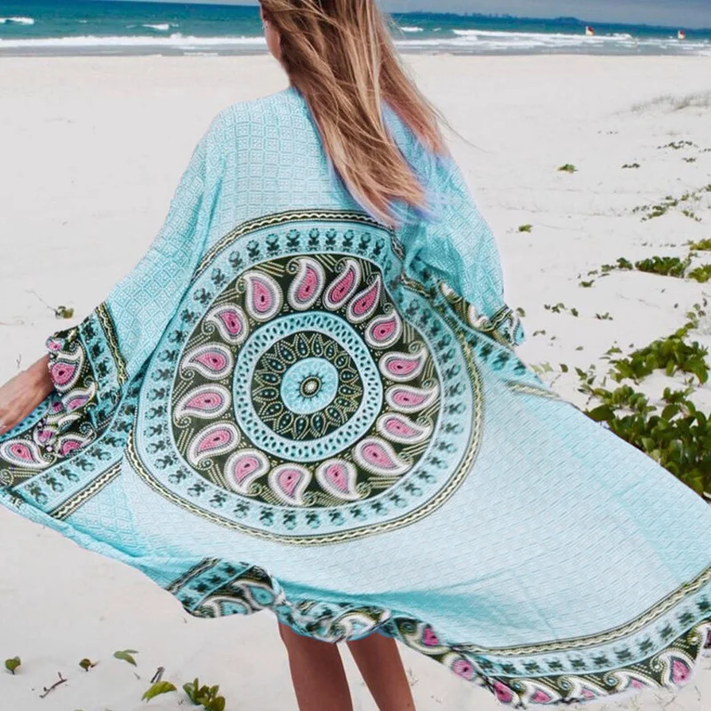 

Sexy Beach Dresses Cover Up Bikini Print Swimwear Summer Dress Women Long Robe Plage Femme Saida De Praia Tunics Pareo Beach