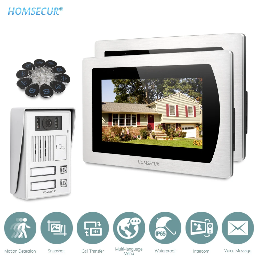 

HOMSECUR 7" Video Door Phone Intercom System with Aluminium Alloy Camera 800TVL RFID Unlock Recording Snapshot BC112-2+BM717-S