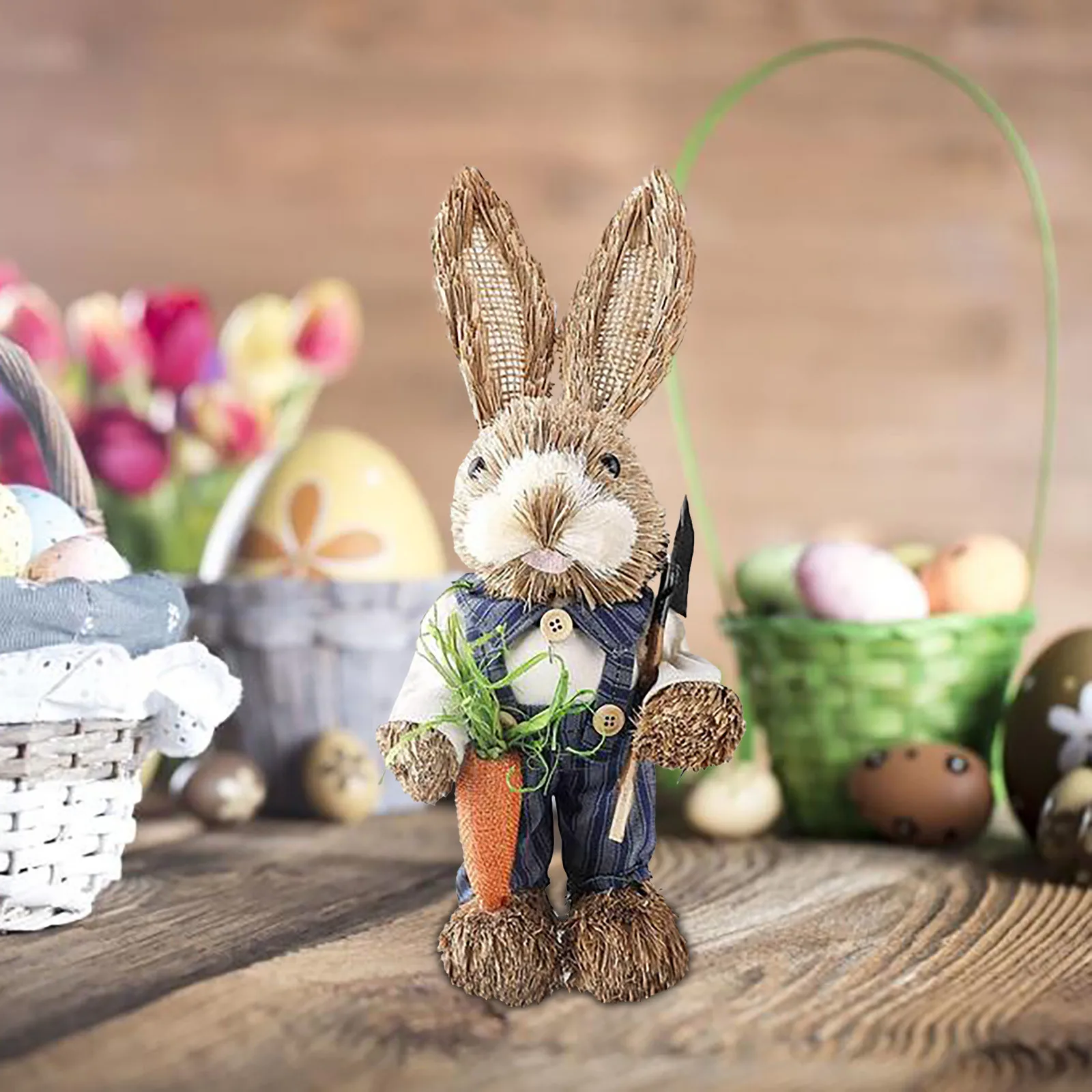 

Figurines & Miniatures Easter Simulation Bunny Home Garden Bunny Decoration Creative Straw Rabbit Room Decoration Ornaments #M