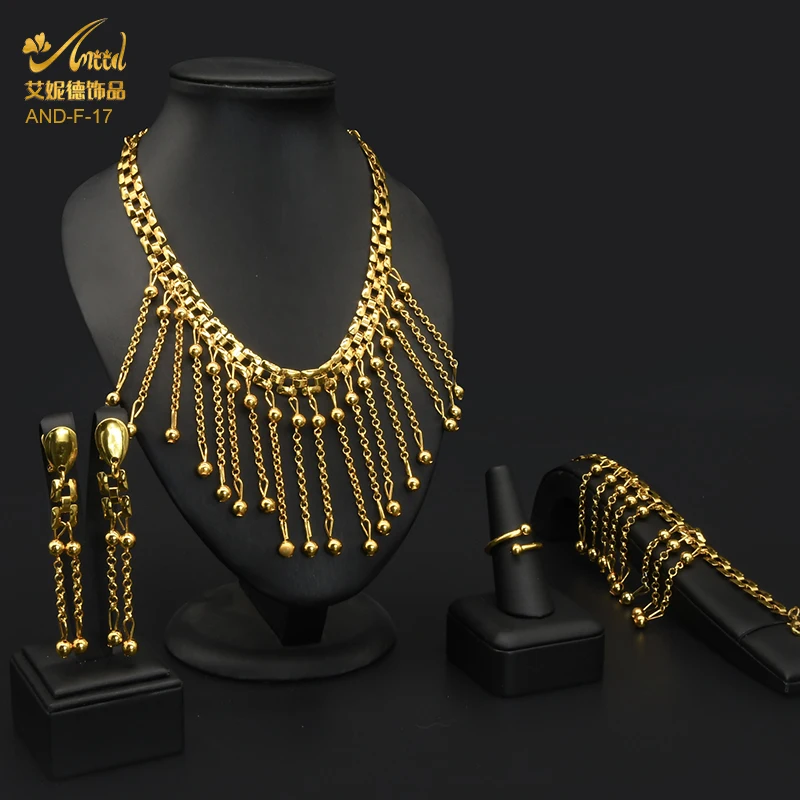 

ANIID African Jewelry Necklace Sets Dubai Gold Color For Women Nigerian Wedding Ethiopia Eritrean Brazilian Indian Bridal Copper