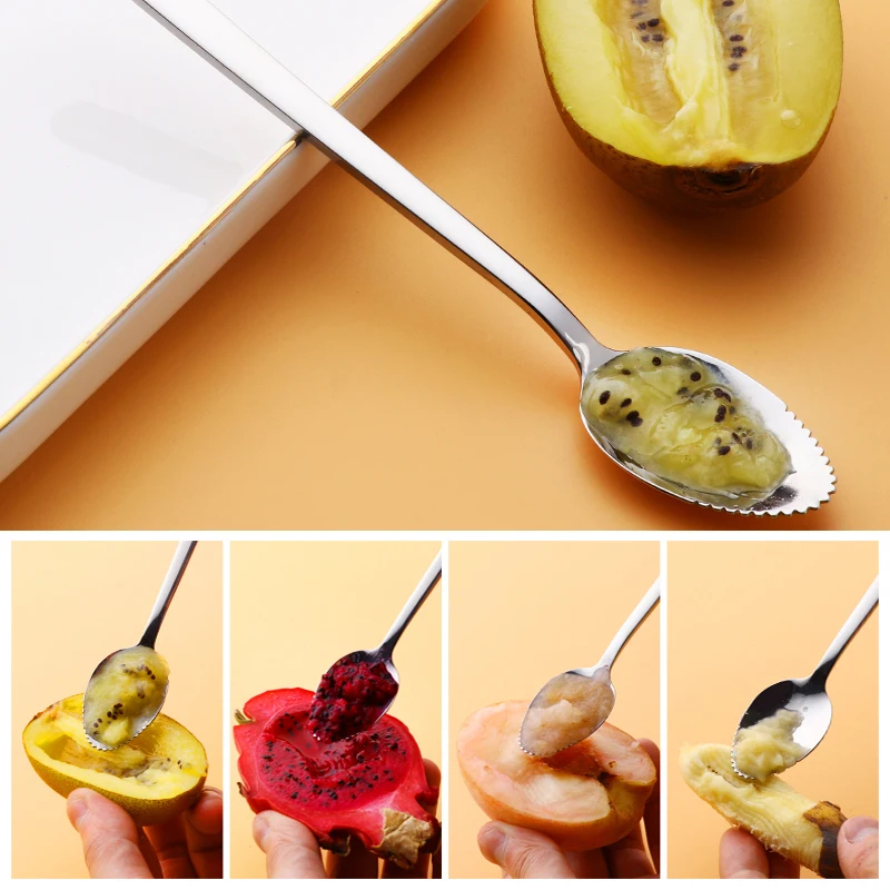 Ложка скребок из нержавеющей стали фруктовые ложки яблока с длинной