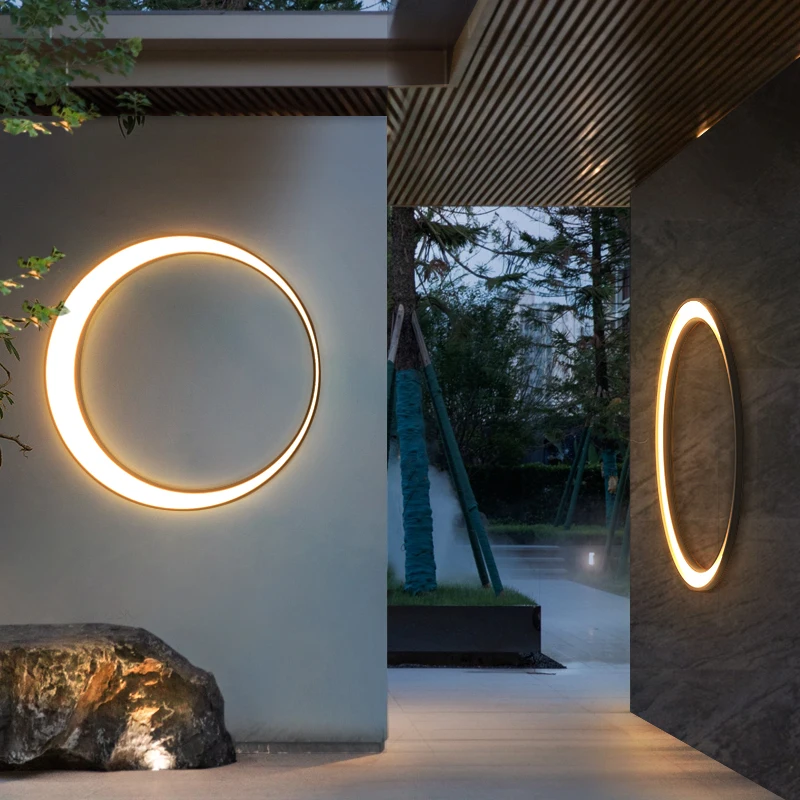 

Courtyard LED moon wall lamp outdoor waterproof modern minimalist aisle exterior wall light sconce hallway entrance balcony