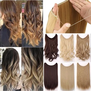 AOSIWIG кусочки длинных волос синтетическая термостойкая рыболовная леска без зажима для наращивания волос секретный Невидимый