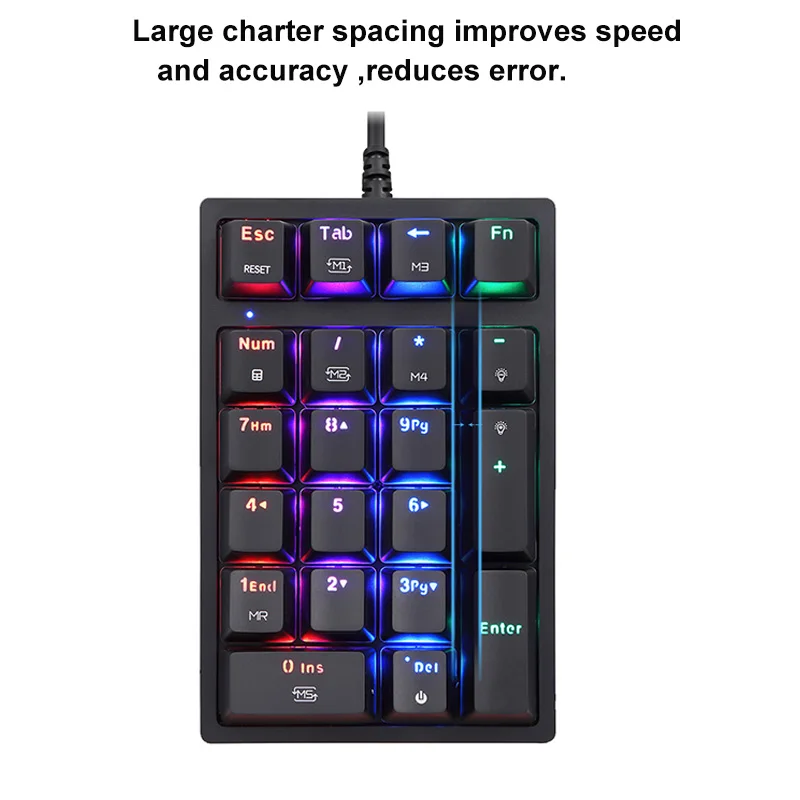 motospeed k24 numeric mechanical keypad usb wired 21 keys numpad rgb backlight keyboard for pc notebo osu gamer red blue switch free global shipping