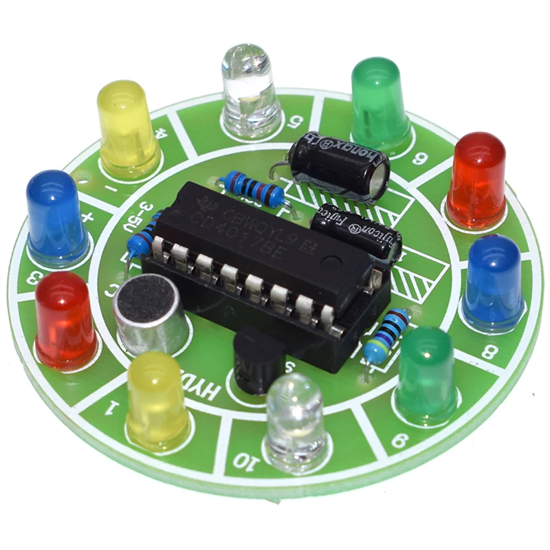 Набор вращающихся светодиодных ламп CD4017 с красочным голосовым управлением для