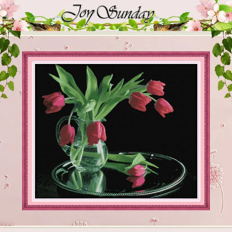

Tulip (2) Flower Counted Cross Stitch 11CT 14CT Cross Stitch Sets Wholesale Chinese Cross-stitch Kits Embroidery Needlework