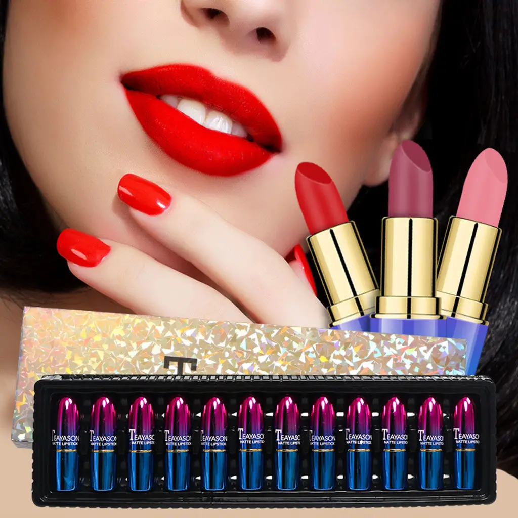 Set of 12 Colors Matte Lipgloss Bold Vivid Color |