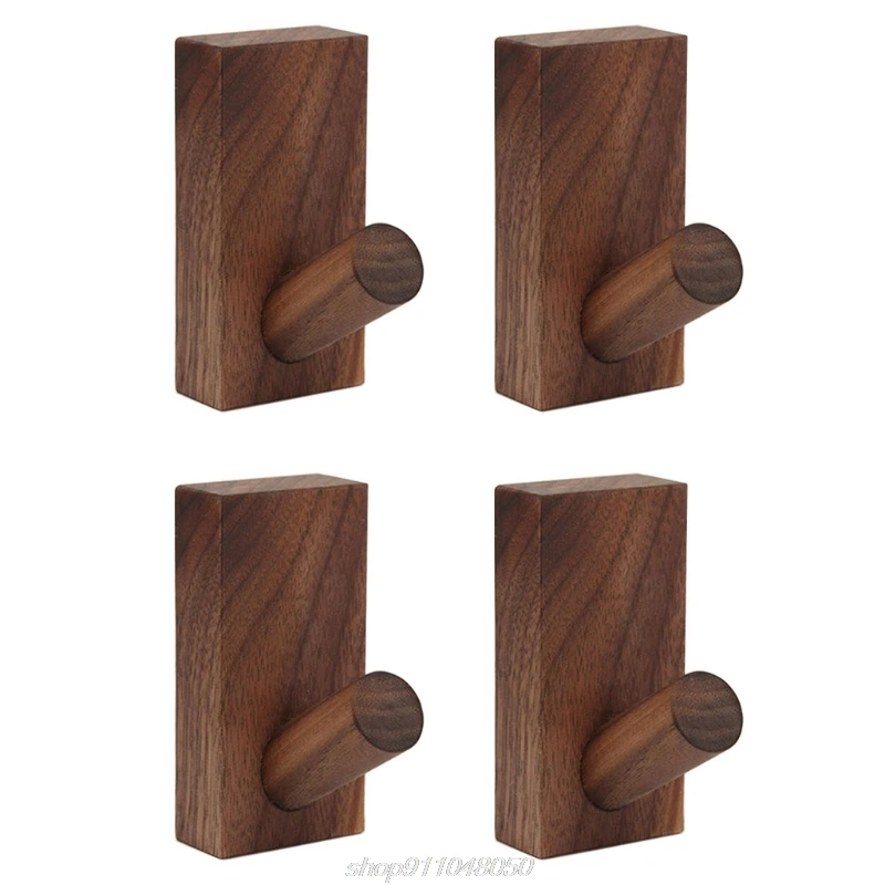 

4pcs Natural Wooden Coat Towel Robe Hooks Wall Mounted Decorative Bag Hats Belt Storage Organizer Hanging Rack J09 21 Dropship