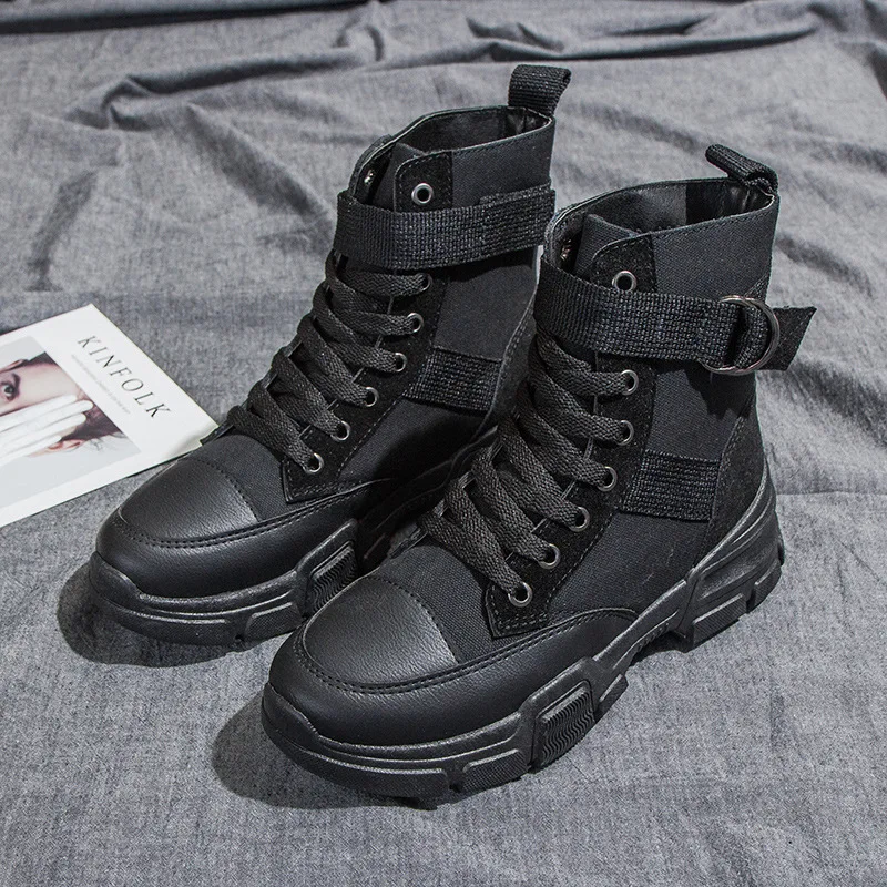 Женские ботильоны военные ботинки на платформе в британском стиле женская обувь