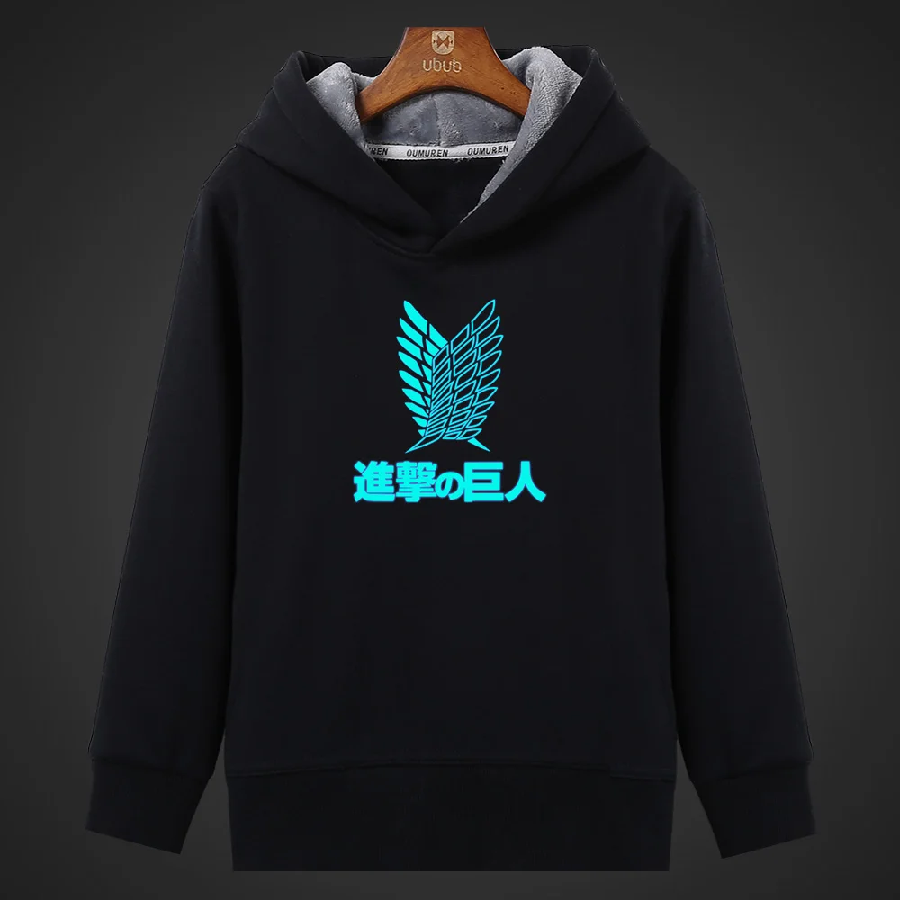 Флуоресцентные светящиеся мужские толстовки в стиле аниме атака на Титанов с