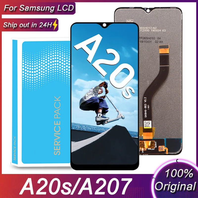 6.5&quot 100% Original Display for SAMSUNG Galaxy A20s LCD Touch Screen Digitizer With Frame Replacement on Module SM-A207F SM-A207G - купить