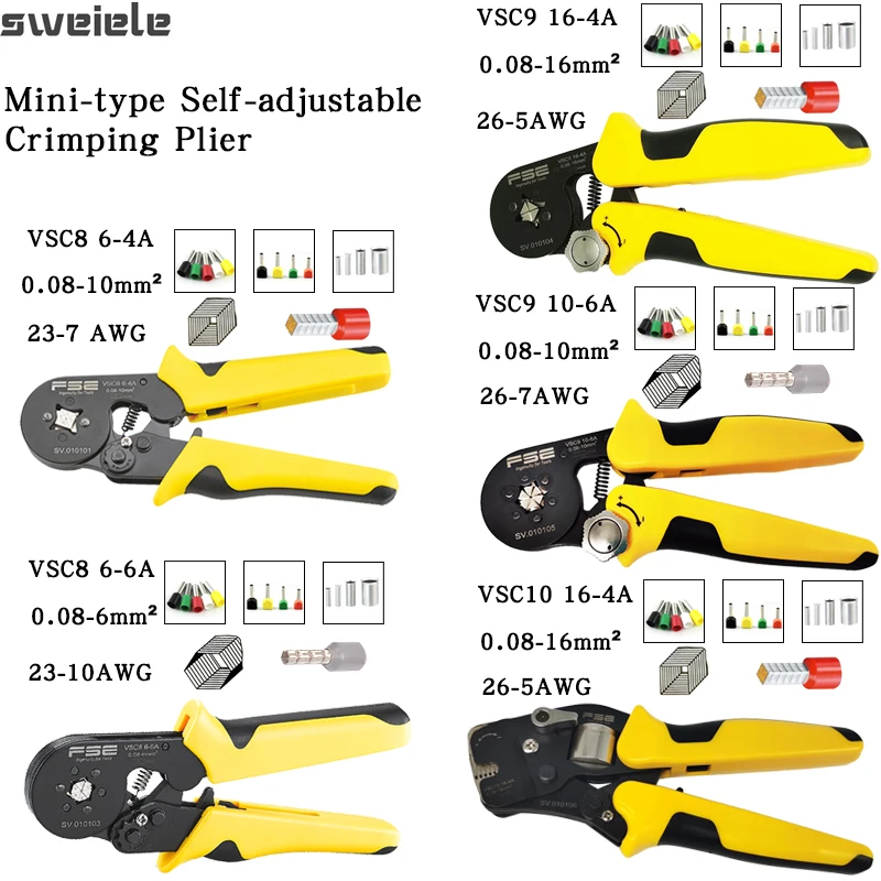 

Crimping Tool VSC9-16-4A 0.08-16mmÂ² 23-5AWG VSC10 16-4A Adjustable Precision Crimping Pliers Terminal Sleeve Crimping Hand Tool