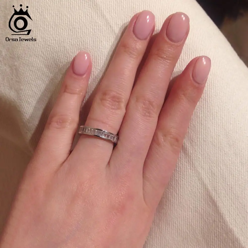 ORSA JEWELS, обручальные кольца, серебряное кольцо, полностью невидимая установка, Retangel CZ, кольца вечности для женщин, обручение, подарок OR62