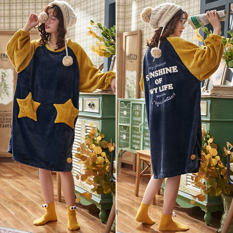 Милая Ночная рубашка 2019 фланелевая зимняя теплая женская ночная в стиле пэчворк