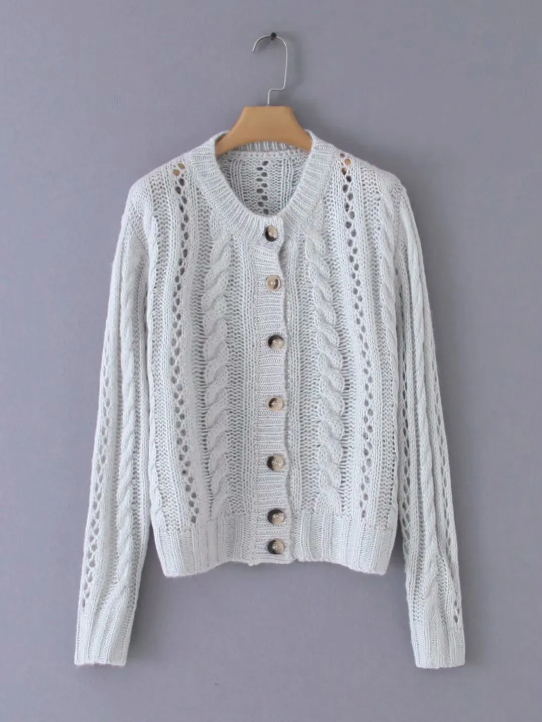 Свитер женский 2019 Лаванда крючком длинные кардиганы с длинными рукавами