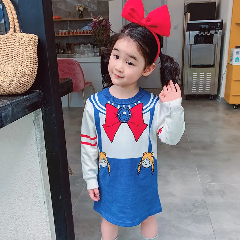 

Children's Girl Warm full Sleeves Dress Sweater Princess Costume Cute Spring Autumn Wear