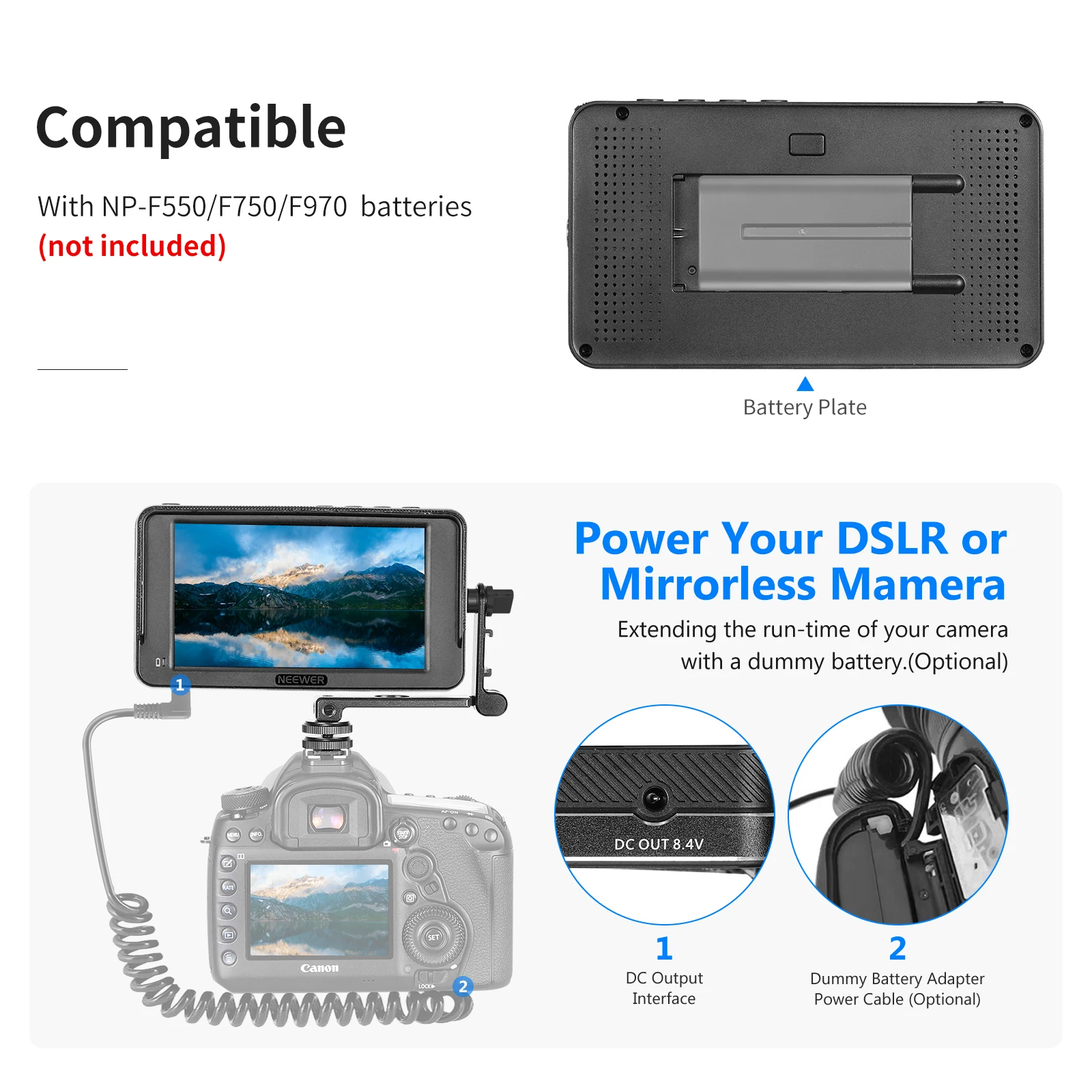 

Neewer 5.7-Inch Camera Field Monitor Full HD 1920x1080 IPS 4K HDMI DC Input,Video Peaking Focus Assist+Tilt Arm for DSLR Cameras