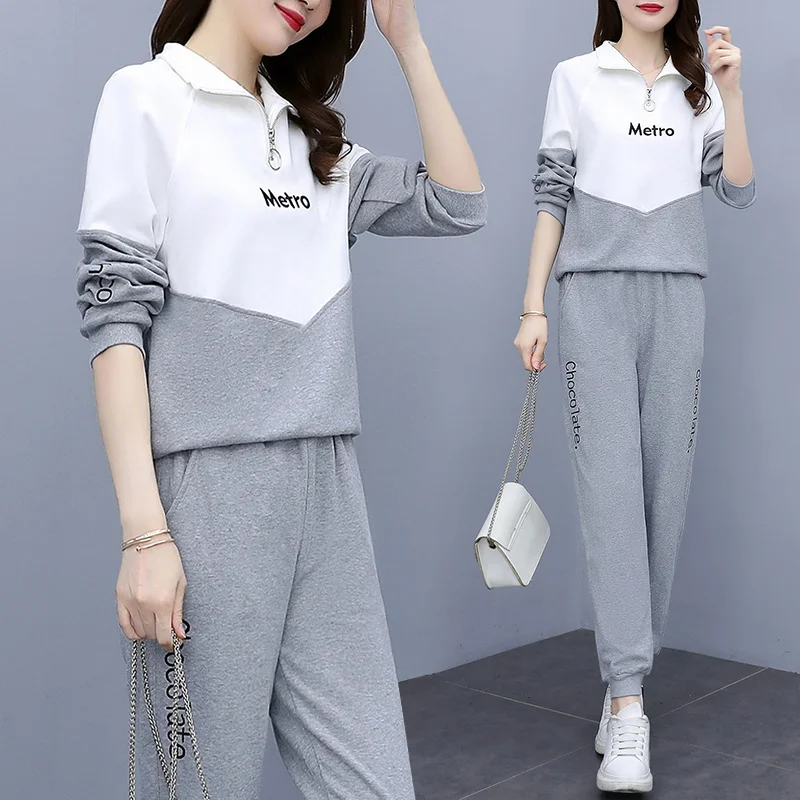 

2021 Sportswear Sweater Western Style Women's Clothing Spring and Autumn New Patchwork Color Casual