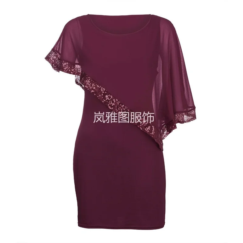 Женское платье с блестками и мозаикой 5 цветов однотонное до колена коротким