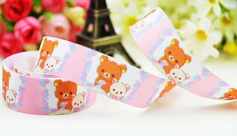 7/"(22 мм) Rilakkuma печатные корсажные ленты вечерние атласные ленты для украшения X-02089 OEM 10 ярдов