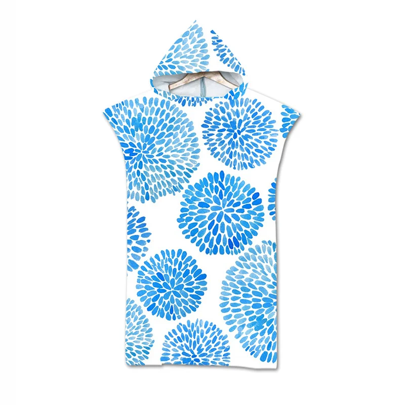 

New Marine geometry Towel Adult Microfiber Dressing Robe Hooded Bath Towel Swimming Surfing Beachwear