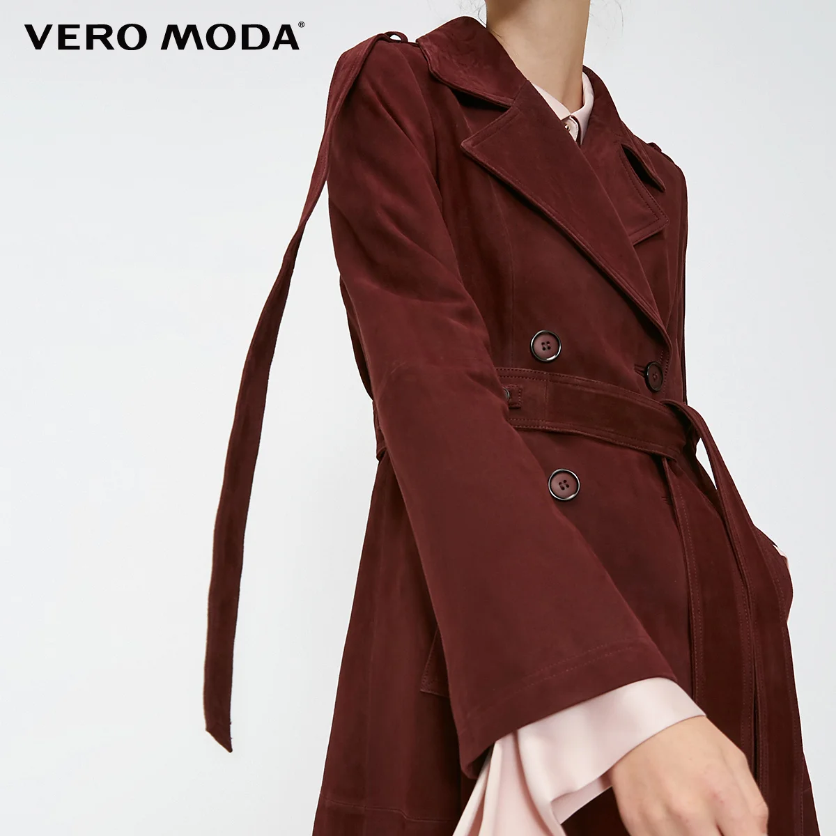 Vero Moda Новая женская кожаная куртка на пуговицах, на шнуровке, из овчины, с лацканами | 318310545
