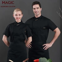 unisex chef workwear breathable short sleeve chef coat baking kitchen summer canteen restaurant work clothes hotel chef shirt