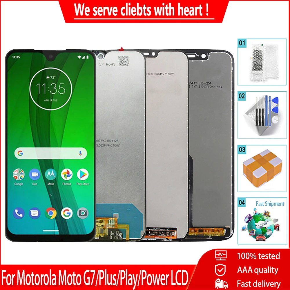 

Новинка для Motorola MOTO G7 Plus/G7 Play ЖК-дисплей сенсорный экран 100% протестированный дигитайзер в сборе Замена для Moto G7 Power LCD