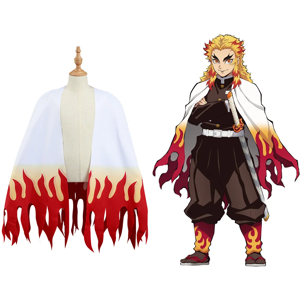 

Anime Demon Slayer: Kimetsu no Yaiba Rengoku Kyoujurou Cosplay Costume Kids Cloak Coat Halloween Carnival Suit
