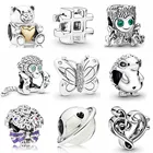 Браслет Pandora из серебра 925 пробы, с подвеской-бабочкой