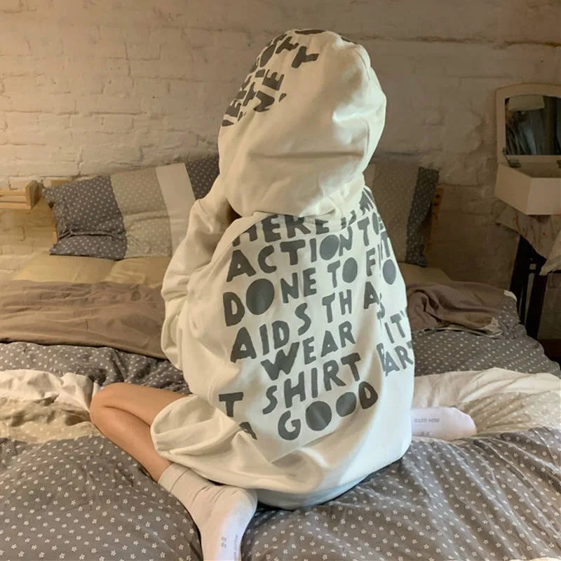 

Hip Hop Hoodie Women Funny Korean Oversized Tops Female Casual O-neck Autumn Long Sleeve Letter Print Hoodie Streetwear Girls