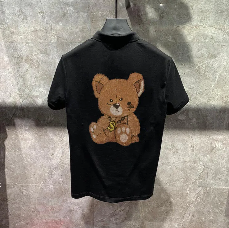 brand casual summer Rhinestones short sleeve polo shirt men Diamond stone luxury mens polos tee shirts dress fashio | Мужская одежда