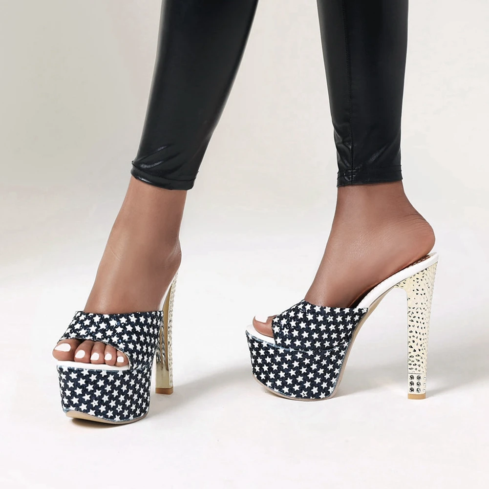 

Женские босоножки Karinluna, сандалии на очень высоком каблуке и платформе со звездами, размера плюс-48, Прямая поставка, тапочки, женская обувь, лето 2020