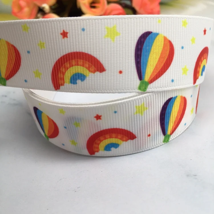 

1 "25MM 5Yards Cartoon rainbow balloon Printed Grosgrain Ribbons For Hair Bows DIY Handmade Materials 2022010802