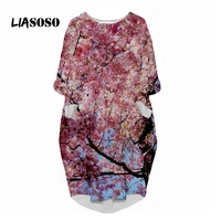 liasoso beautiful sakura dress 3d print ladies harajuku hiphop fashion loose autumn long sleeve pocket over the knee dress women