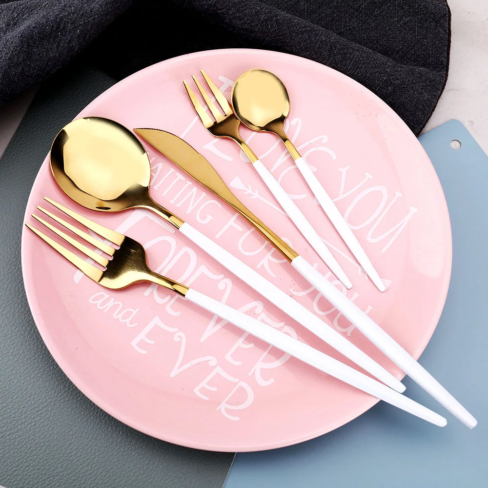 

24Pcs/30pcs Kitchen Dinnerware Tableware Spoon Fork Knife Set Washing Utensils Cutlery Lunch Of Dishes Complete Dinner Glossy