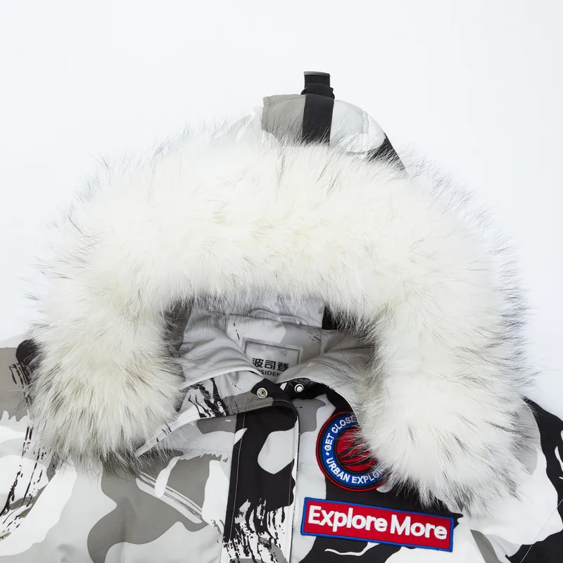 BOSIDENG 90% гусиный пуховик Длинная толстая парка 17 см натуральный мех воротник