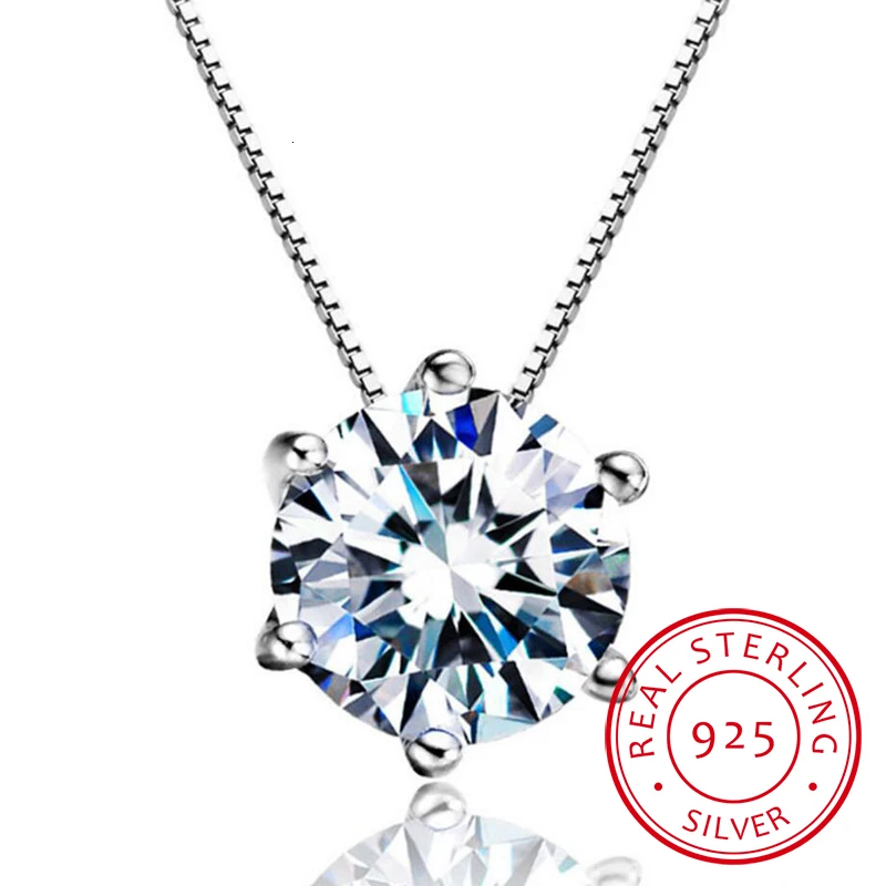 Женское ожерелье из серебра 925 пробы с круглым Цирконом|Ожерелья| |