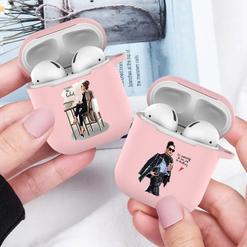 

Fashion Coffee Boss Girl Case For Airpods 1 2 Wireless Earphone Airpods Pro Silicone Wireless Bluetooth Earphone Box Matte Cover
