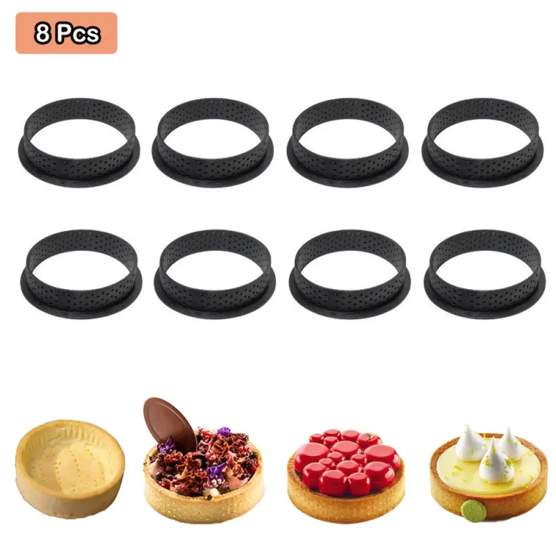 

8pcs Circular Tower Ring Cutting Mold Baking Tool Reusable Durable Round Cake Molds