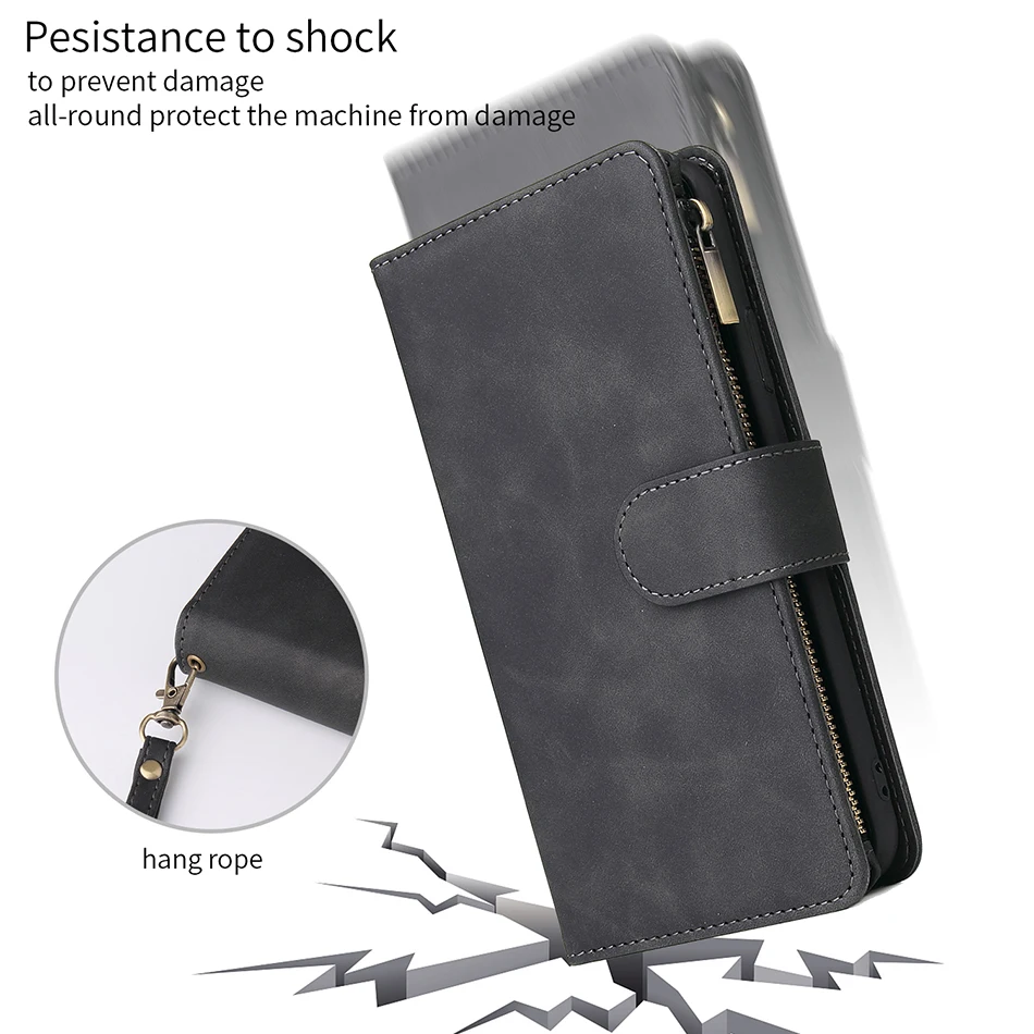 Для Funda samsung Note10+ чехол для телефона роскошный кожаный кошелек с молнией держатель для карт чехол для samsung Galaxy A50 A70(A7) A705F