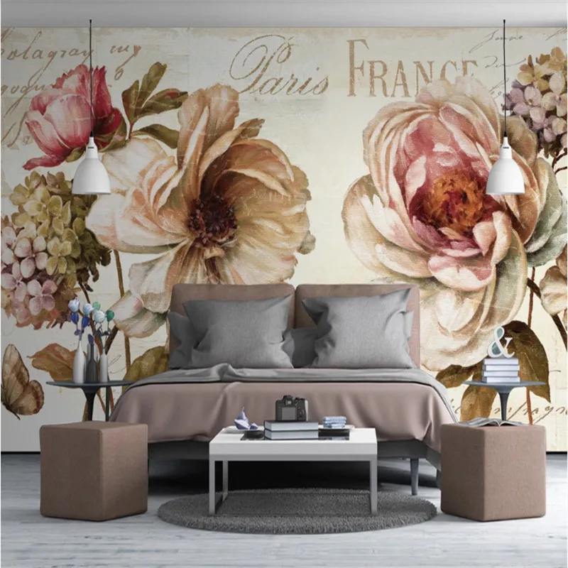 Акварельная фотобумага в американском стиле 3D обои с цветочным рисунком для