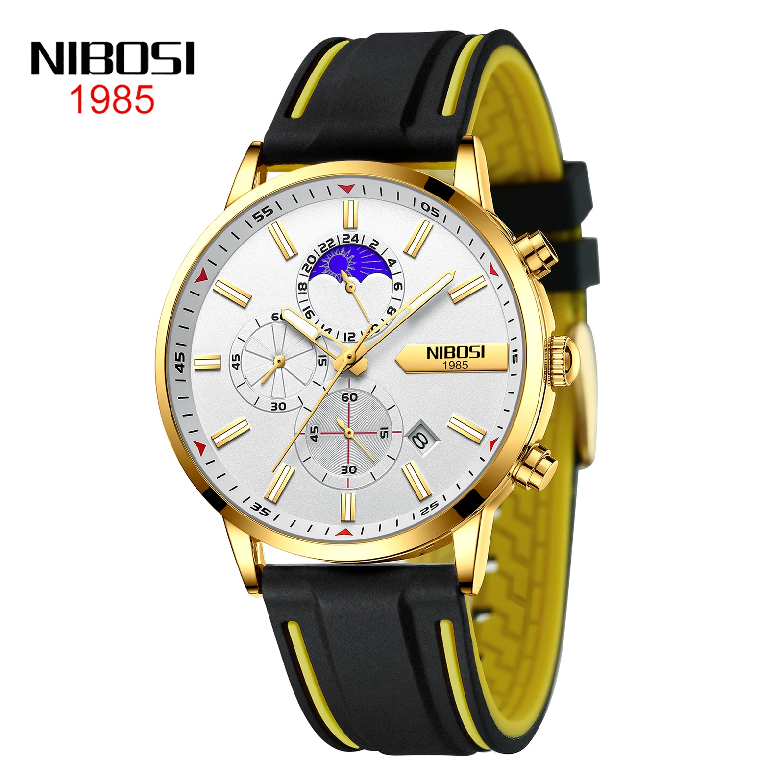 

NIBOSI Fashion Men Watch Leather Quartz Wristwatch Men Date Business Dress Watches Men's Casual Waterproof Sport Clock Black