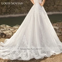 LOUIS NOVIAS Royal Dream Princess Wedding Dress V-neck shoulder Dreamlike Lace Pattern Embroidered Dress New Exquisite Thorn