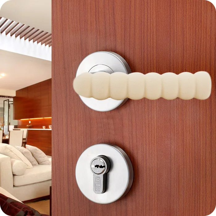 Suministros de seguridad para beb&eacute;s y ni&ntilde;os, 2 piezas, pomo de habitaci&oacute;n, funda protectora para manija de puerta de seguridad anticolisi&oacute;n en espiral-1