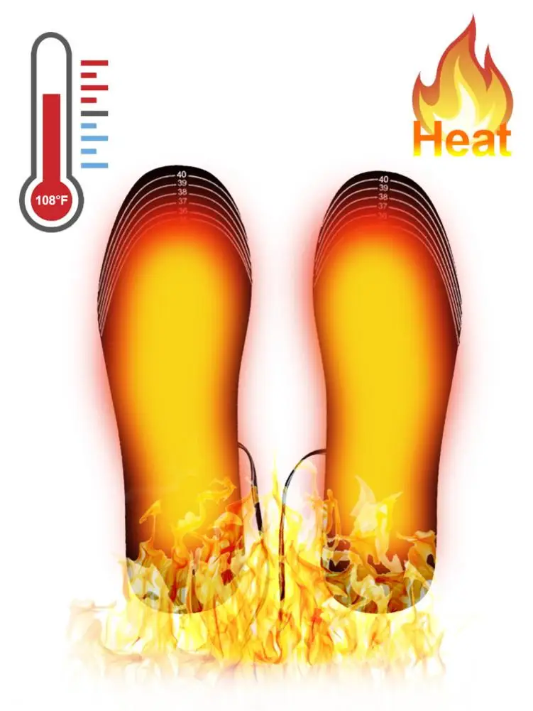 

1 Pair EVA USB Heated Insoles Washable Foot Warming Pad For Skiing Camping Housework